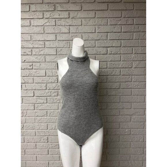 Essue Women Gray Wool Blend Halter Bodysuit Size S - Picture 2 of 7